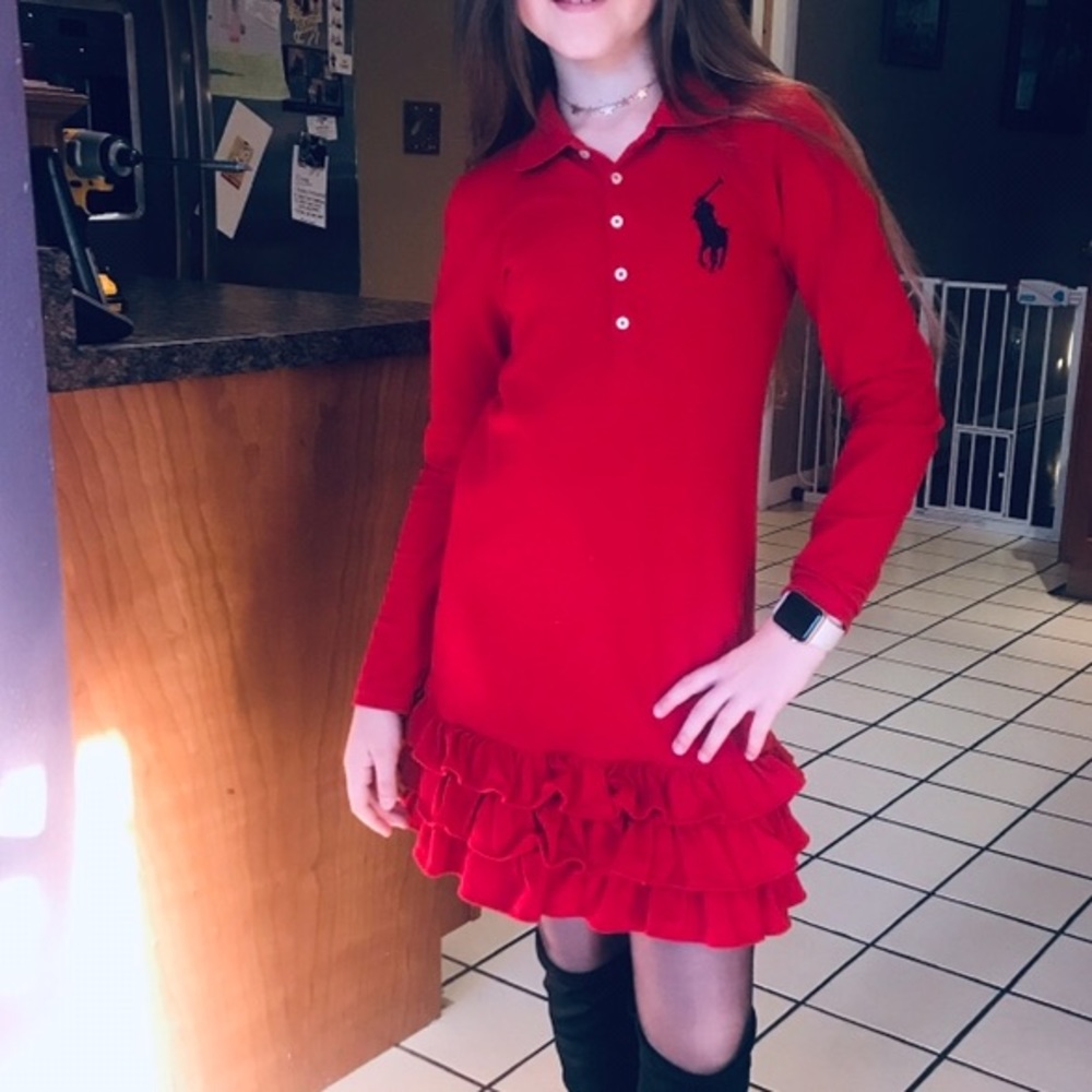 Ralph Lauren Polo shirt dress with ruffle hem